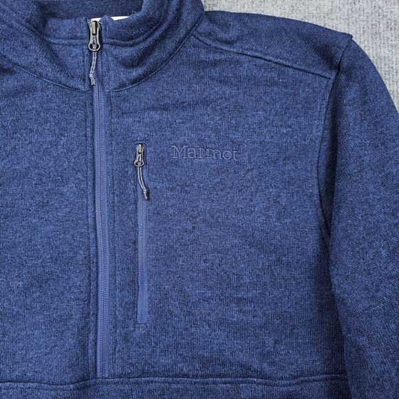 Marmot Mountain Works Pullover Mens XL Blue Quarter Zip Fleece Outdoors Utility - Picture 2 of 8